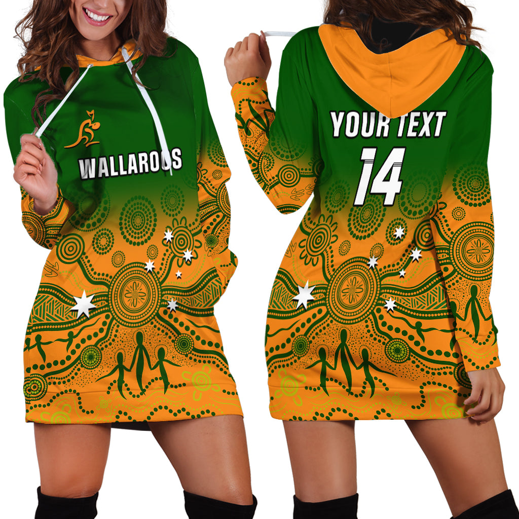 Personalised Australia Rugby Hoodie Dress Go Wallaroos Pacific Indigenous Version 2023 - Wonder Print Shop