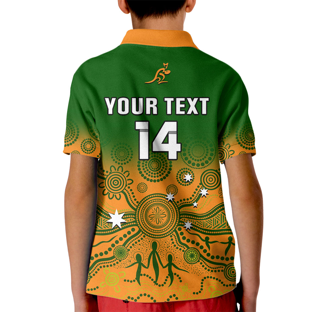 Personalised Australia Rugby Kid Polo Shirt Go Wallaroos Pacific Indigenous Version 2023 - Wonder Print Shop