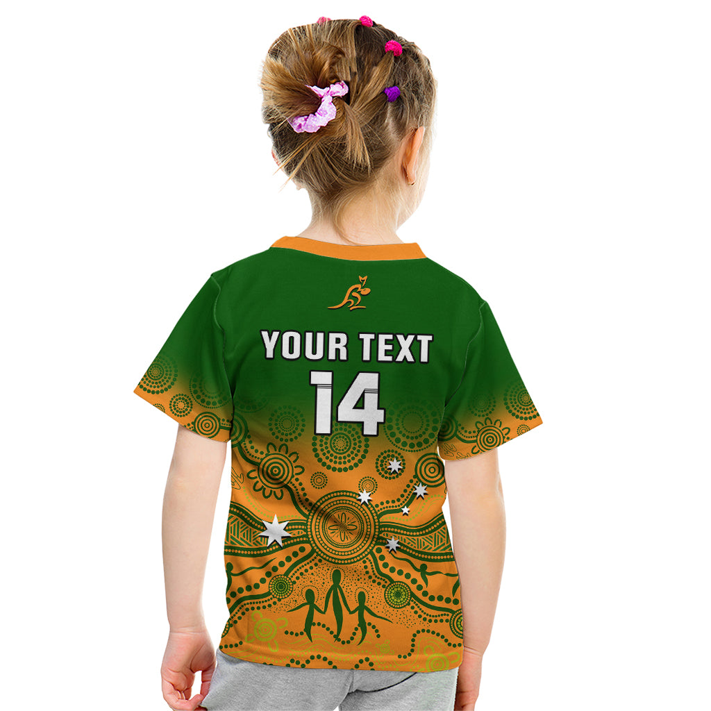 Personalised Australia Rugby Kid T Shirt Go Wallaroos Pacific Indigenous Version 2023 - Wonder Print Shop