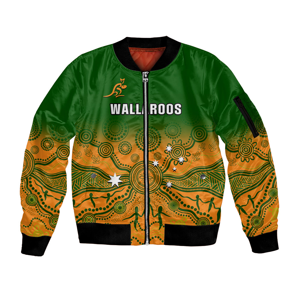 Personalised Australia Rugby Sleeve Zip Bomber Jacket Go Wallaroos Pacific Indigenous Version 2023 - Wonder Print Shop