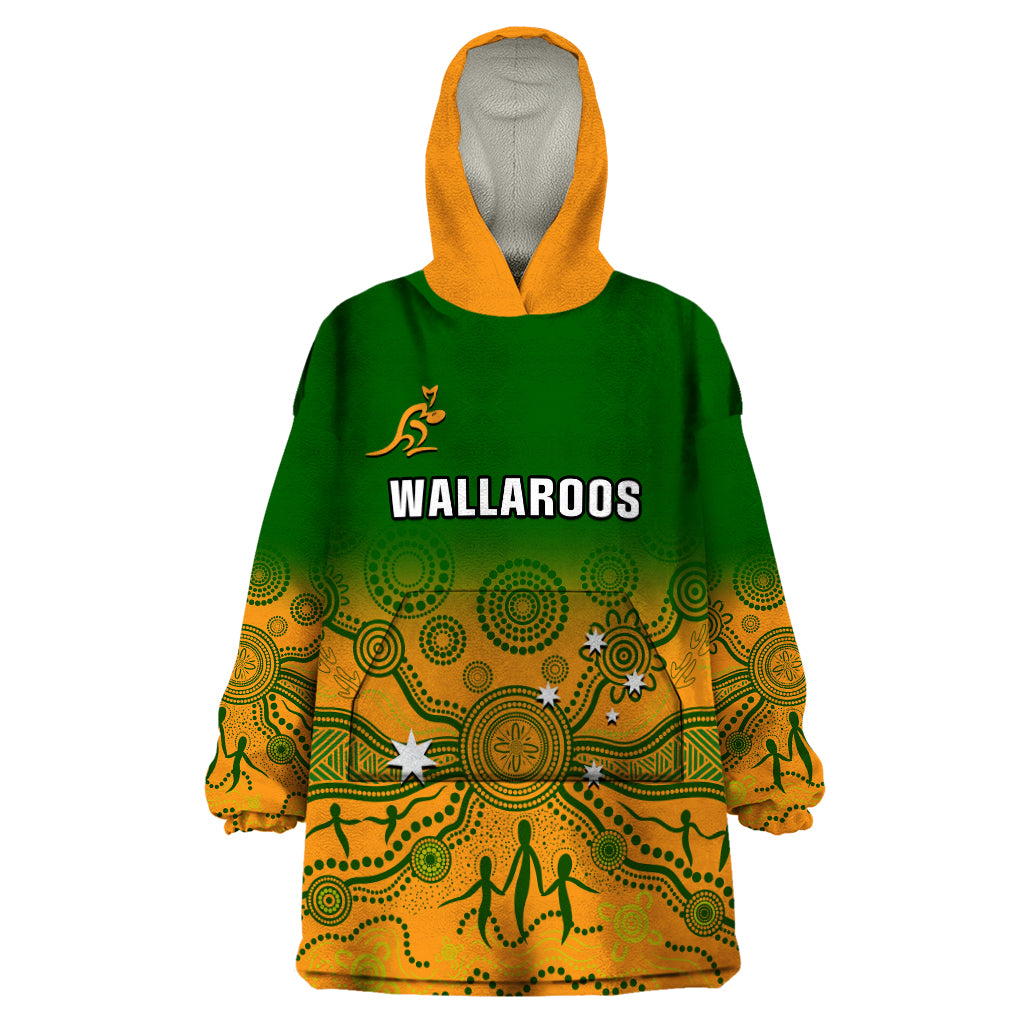 Personalised Australia Rugby Wearable Blanket Hoodie Go Wallaroos Pacific Indigenous Version 2023 - Wonder Print Shop