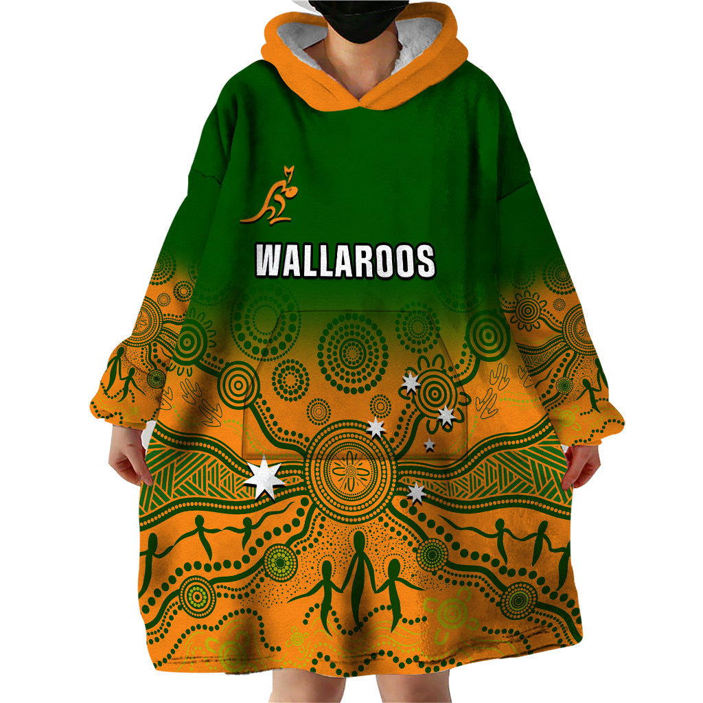 Personalised Australia Rugby Wearable Blanket Hoodie Go Wallaroos Pacific Indigenous Version 2023 - Wonder Print Shop