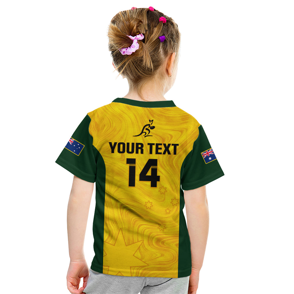 Personalised Australia Rugby Kid T Shirt Go Wallaroos Pacific Simple Version 2023 - Wonder Print Shop