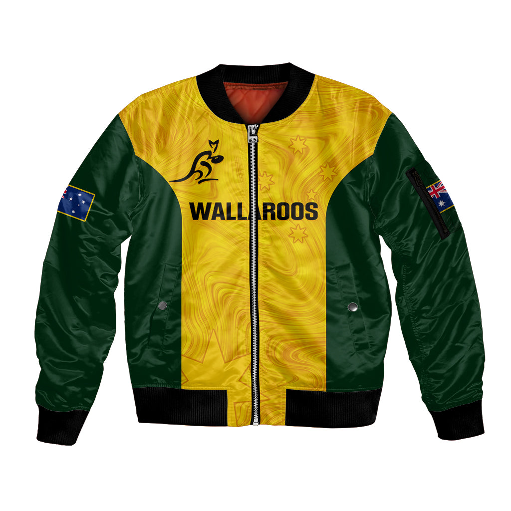 Personalised Australia Rugby Sleeve Zip Bomber Jacket Go Wallaroos Pacific Simple Version 2023 - Wonder Print Shop