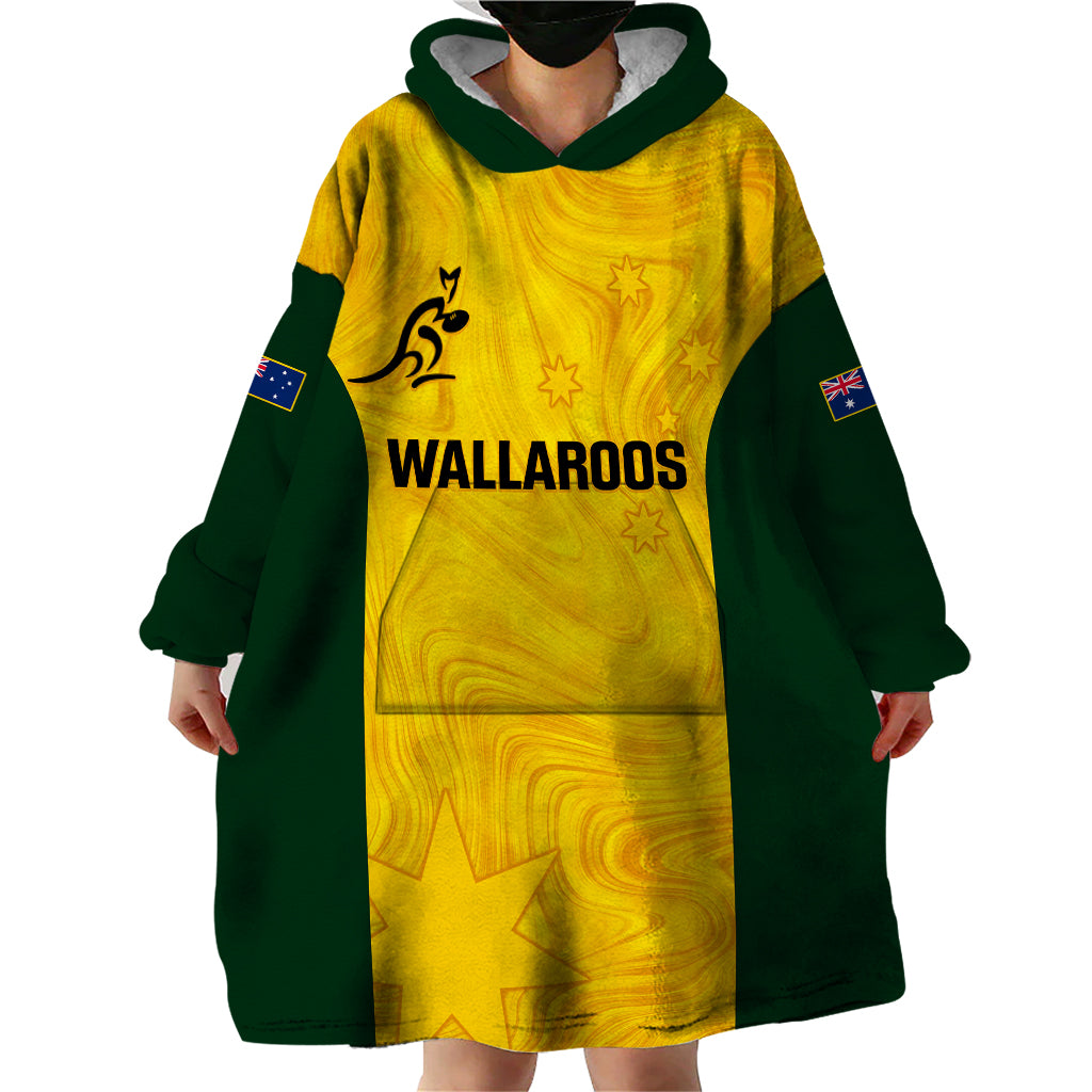 Personalised Australia Rugby Wearable Blanket Hoodie Go Wallaroos Pacific Simple Version 2023 - Wonder Print Shop