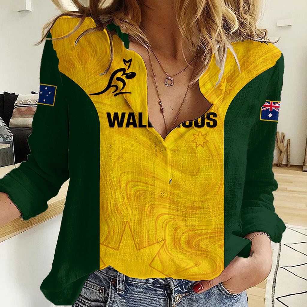 Personalised Australia Rugby Women Casual Shirt Go Wallaroos Pacific Simple Version 2023 - Wonder Print Shop
