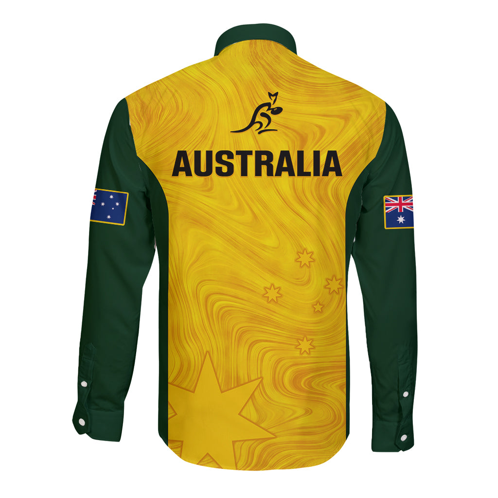 Australia Rugby Long Sleeve Button Shirt Go Wallaroos Pacific Simple Version 2023 - Wonder Print Shop