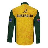 Australia Rugby Long Sleeve Button Shirt Go Wallaroos Pacific Simple Version 2023 - Wonder Print Shop