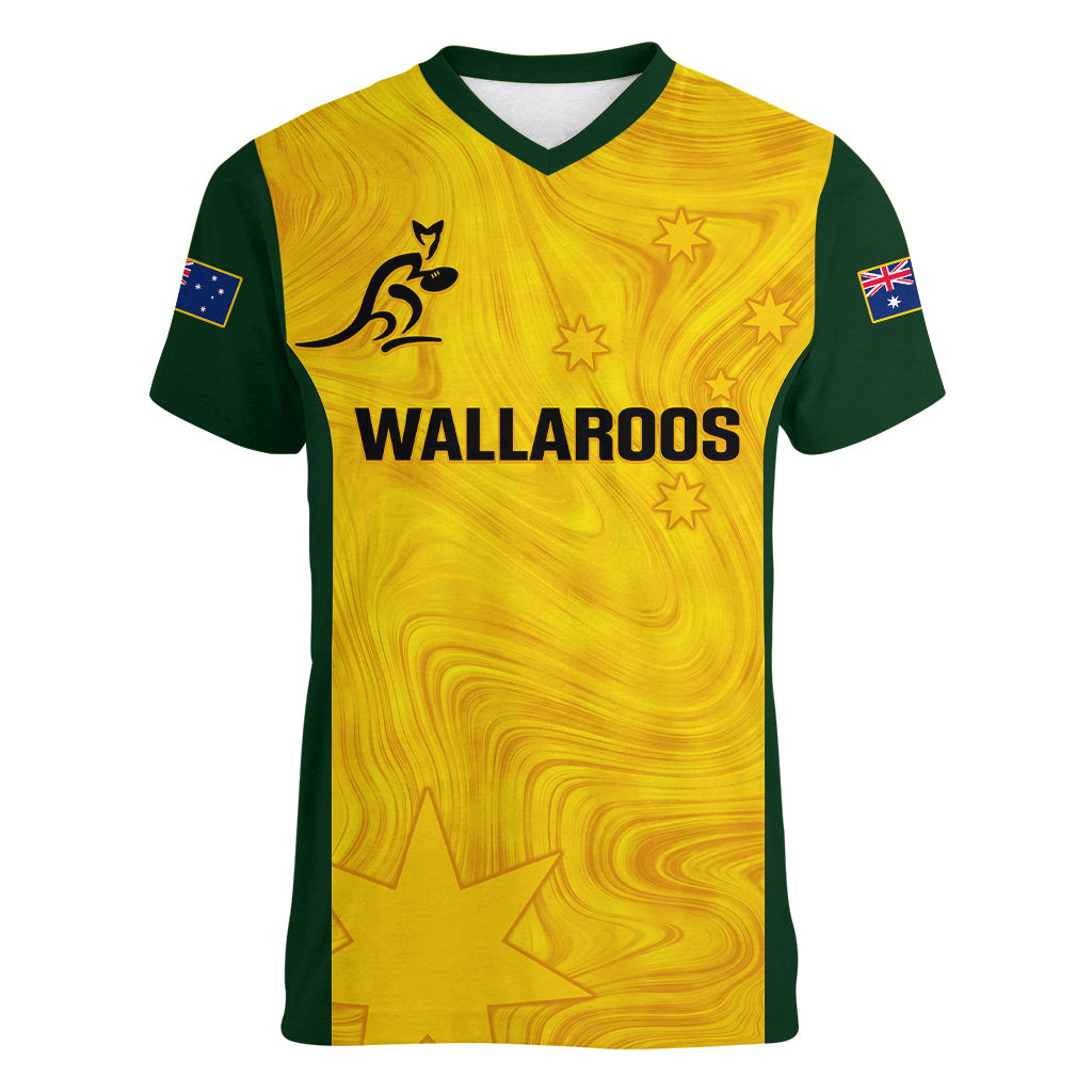 Australia Rugby Women V Neck T Shirt Go Wallaroos Pacific Simple Version 2023 - Wonder Print Shop