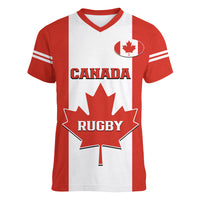Canada Rugby Women V Neck T Shirt Go Canucks Maple Leaf Pacific  2023 - Wonder Print Shop