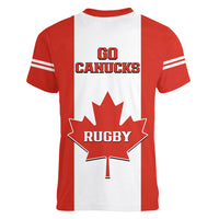 Canada Rugby Women V Neck T Shirt Go Canucks Maple Leaf Pacific  2023 - Wonder Print Shop