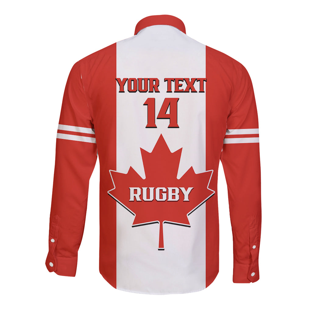 Personalised Canada Rugby Long Sleeve Button Shirt Go Canucks Maple Leaf Pacific  2023 - Wonder Print Shop