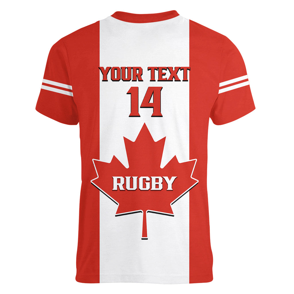 Personalised Canada Rugby Women V Neck T Shirt Go Canucks Maple Leaf Pacific  2023 - Wonder Print Shop