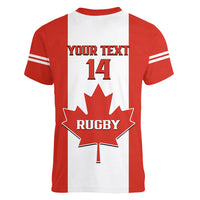 Personalised Canada Rugby Women V Neck T Shirt Go Canucks Maple Leaf Pacific  2023 - Wonder Print Shop
