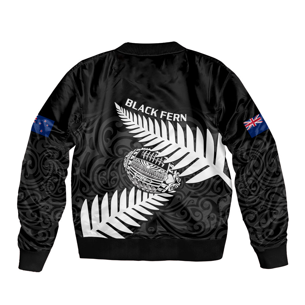 Aotearoa Rugby Sleeve Zip Bomber Jacket Go Black Fern Pacific NZ Maori 2023 - Wonder Print Shop