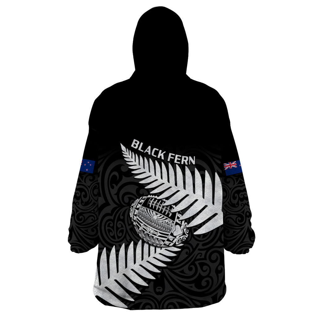 Aotearoa Rugby Wearable Blanket Hoodie Go Black Fern Pacific NZ Maori 2023 - Wonder Print Shop