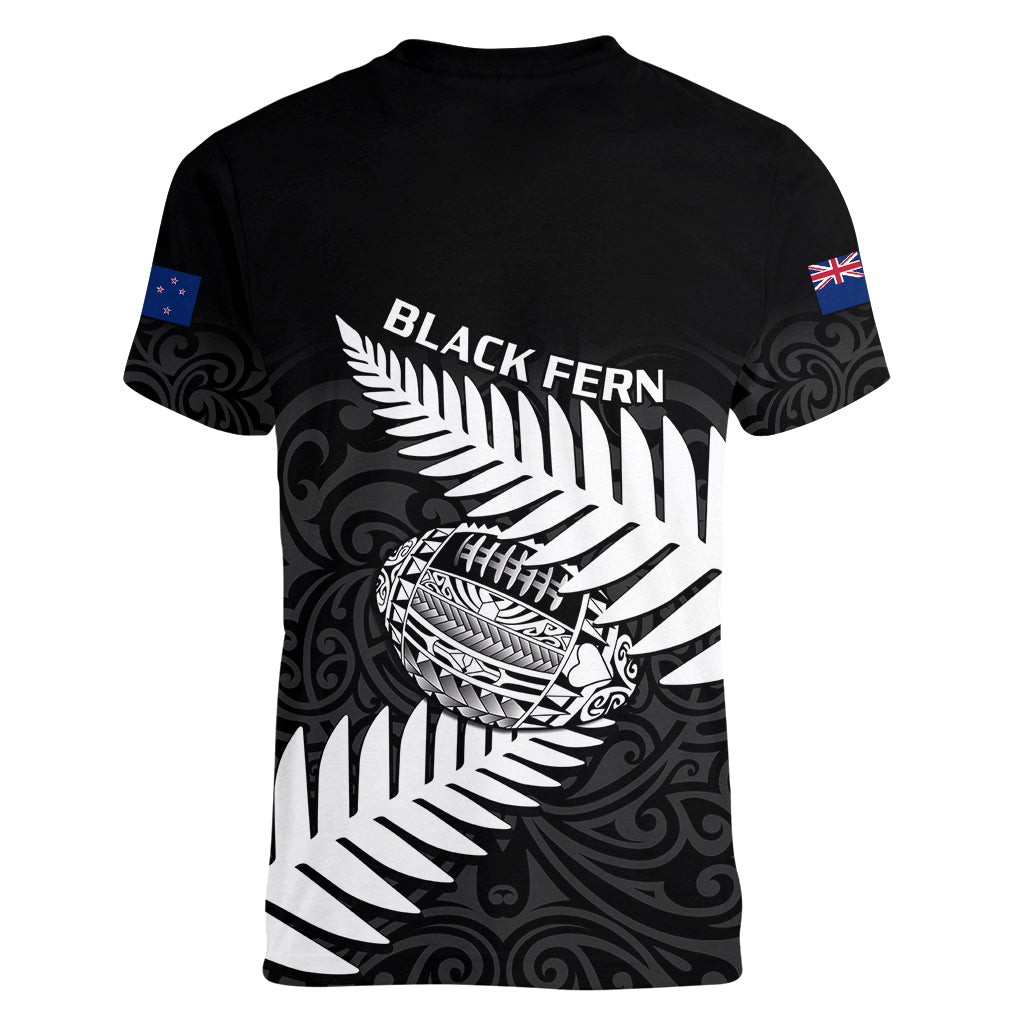 Aotearoa Rugby Women V Neck T Shirt Go Black Fern Pacific NZ Maori 2023 - Wonder Print Shop
