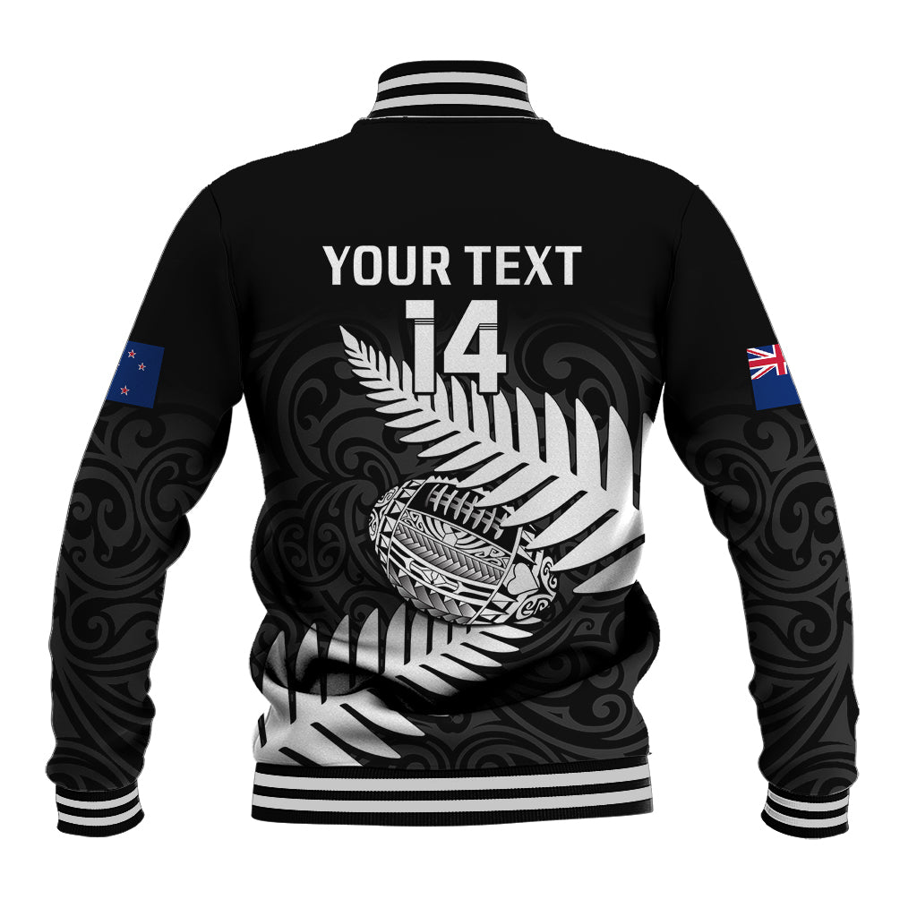 Personalised Aotearoa Rugby Baseball Jacket Go Black Fern Pacific NZ Maori 2023 - Wonder Print Shop