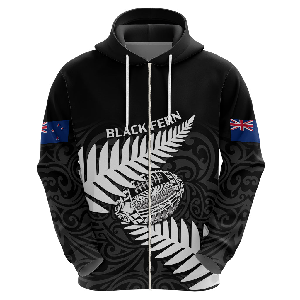 Personalised Aotearoa Rugby Hoodie Go Black Fern Pacific NZ Maori 2023 - Wonder Print Shop
