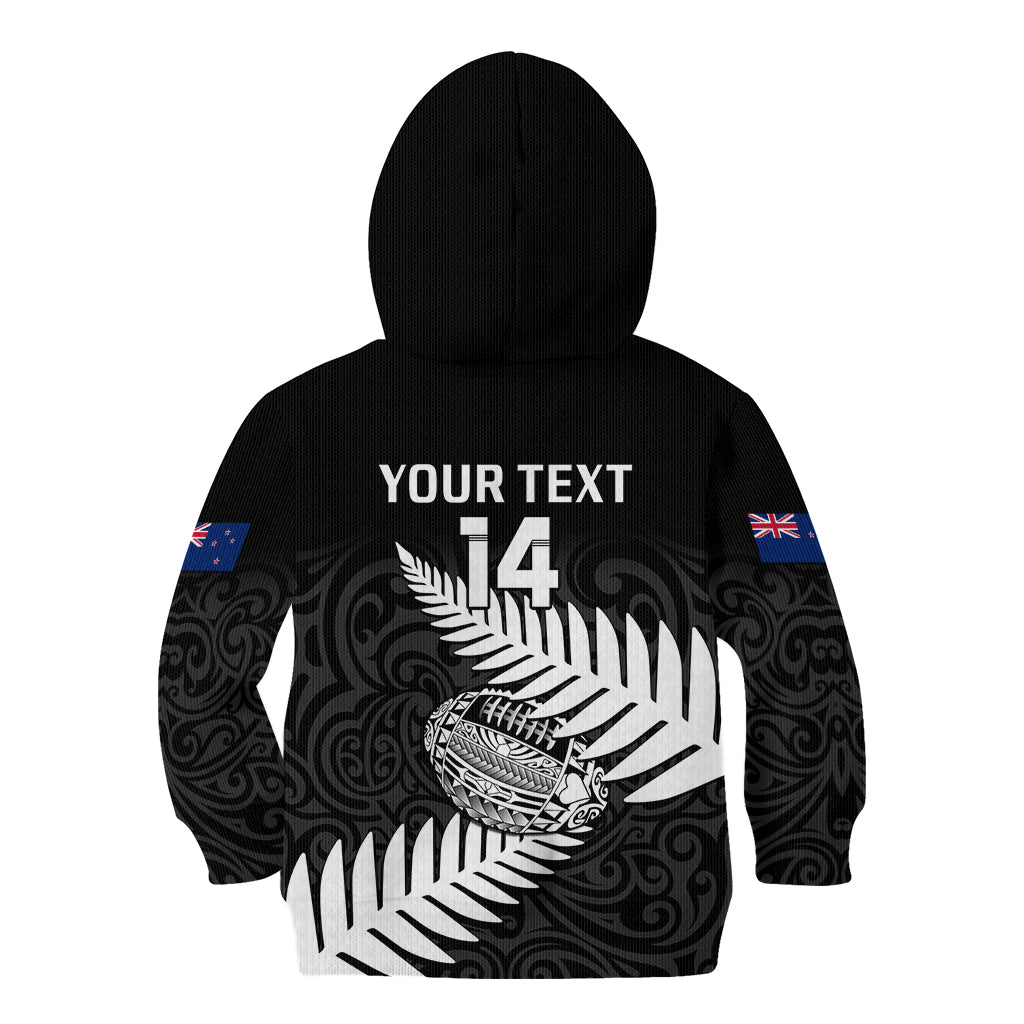 Personalised Aotearoa Rugby Kid Hoodie Go Black Fern Pacific NZ Maori 2023 - Wonder Print Shop