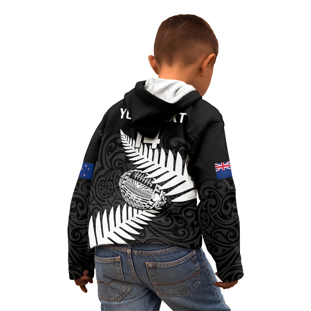 Personalised Aotearoa Rugby Kid Hoodie Go Black Fern Pacific NZ Maori 2023 - Wonder Print Shop