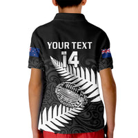 Personalised Aotearoa Rugby Kid Polo Shirt Go Black Fern Pacific NZ Maori 2023 - Wonder Print Shop