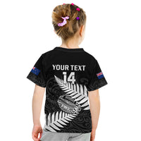 Personalised Aotearoa Rugby Kid T Shirt Go Black Fern Pacific NZ Maori 2023 - Wonder Print Shop