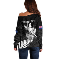 Personalised Aotearoa Rugby Off Shoulder Sweater Go Black Fern Pacific NZ Maori 2023 - Wonder Print Shop