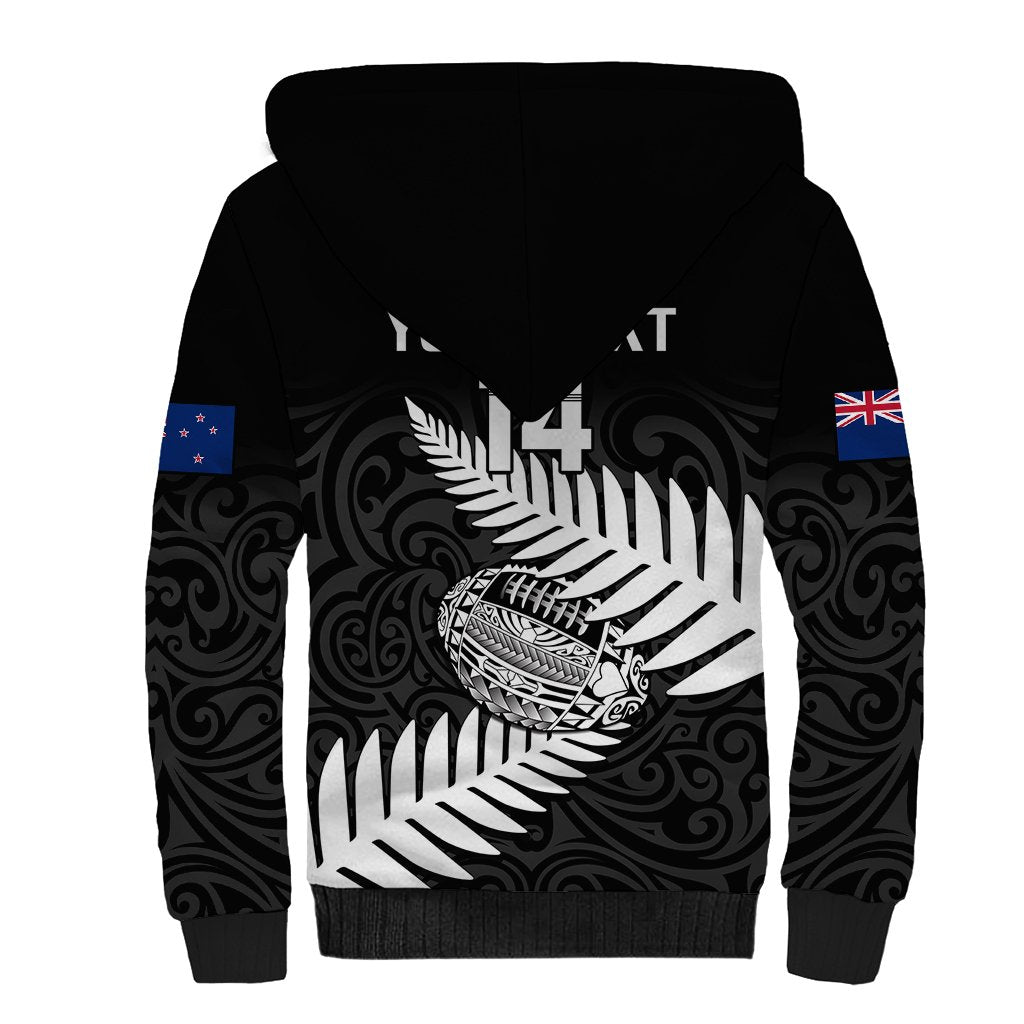 Personalised Aotearoa Rugby Sherpa Hoodie Go Black Fern Pacific NZ Maori 2023 - Wonder Print Shop