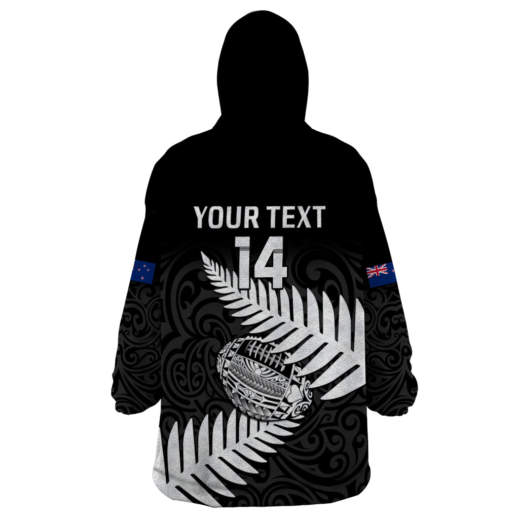 Personalised Aotearoa Rugby Wearable Blanket Hoodie Go Black Fern Pacific NZ Maori 2023 - Wonder Print Shop