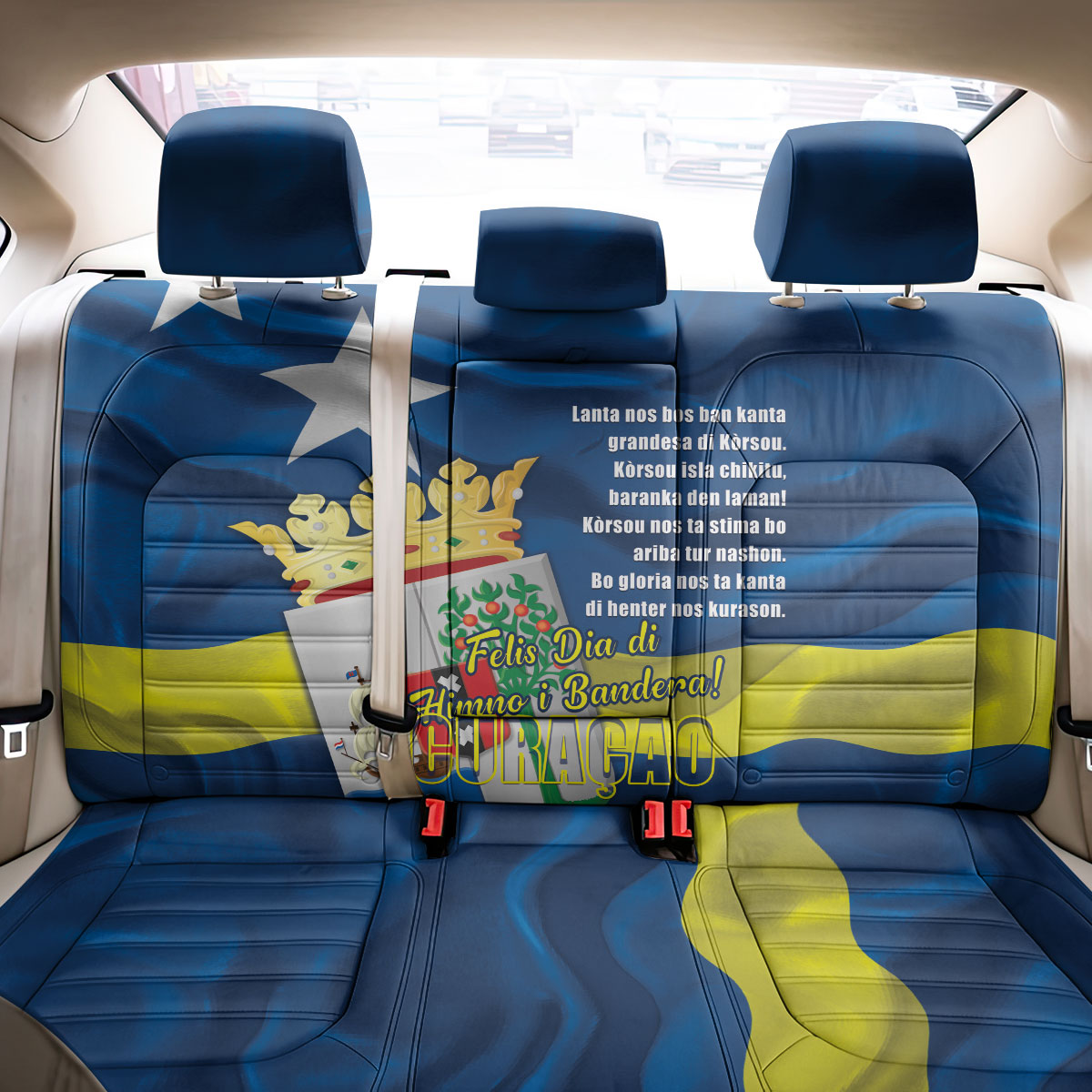 Curacao Flag Day Back Car Seat Cover Felis Dia di Himno i Bandera
