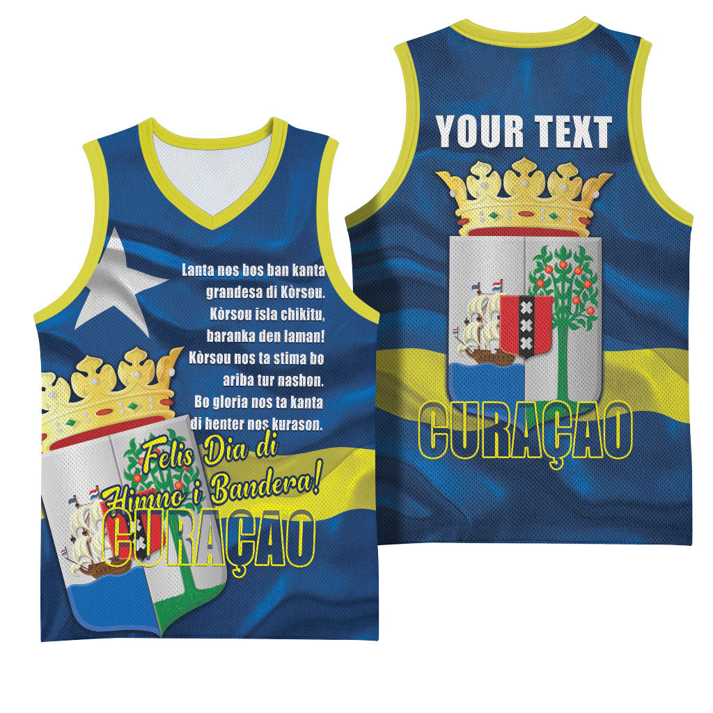 Personalized Curacao Flag Day Basketball Jersey Felis Dia di Himno i Bandera