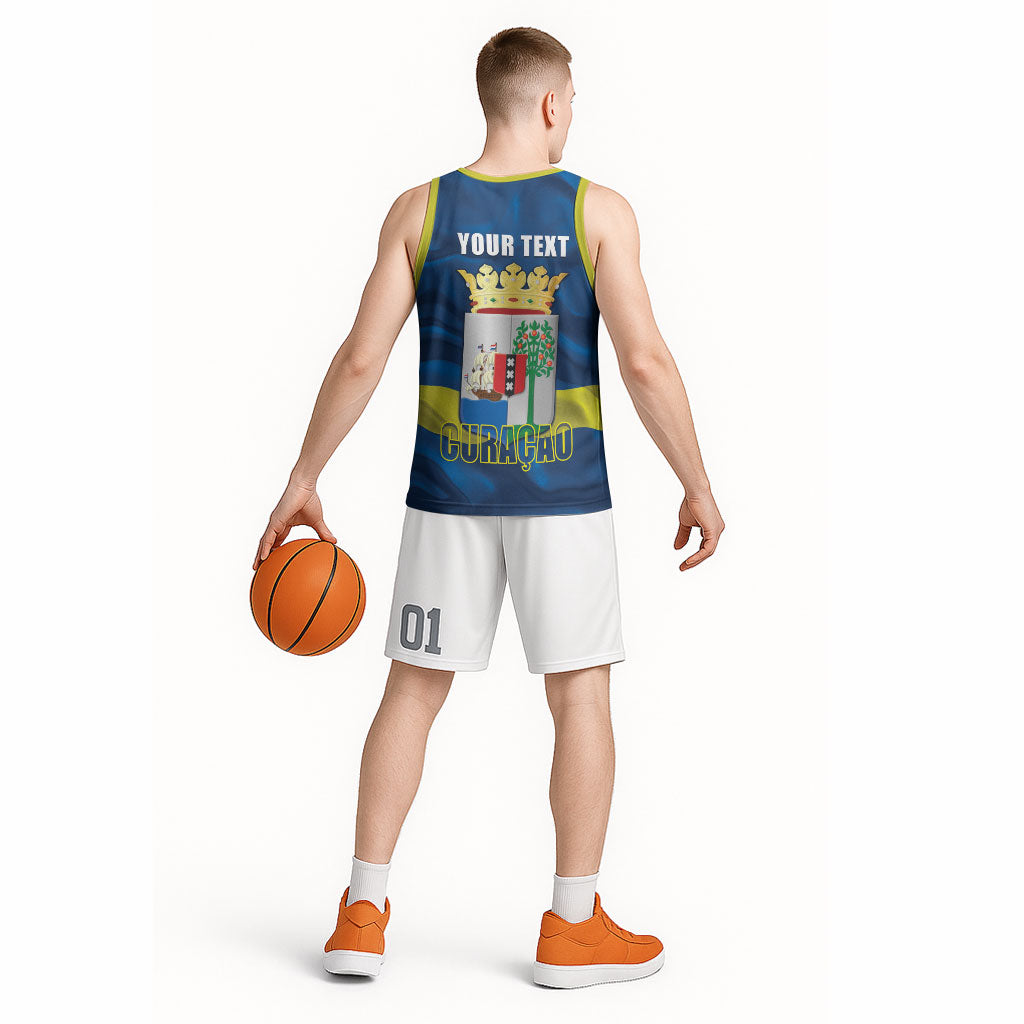 Personalized Curacao Flag Day Basketball Jersey Felis Dia di Himno i Bandera