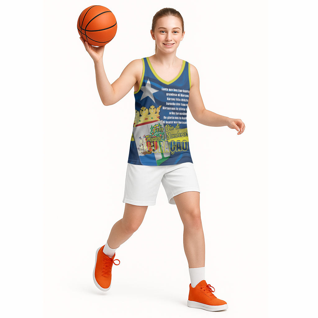 Personalized Curacao Flag Day Basketball Jersey Felis Dia di Himno i Bandera