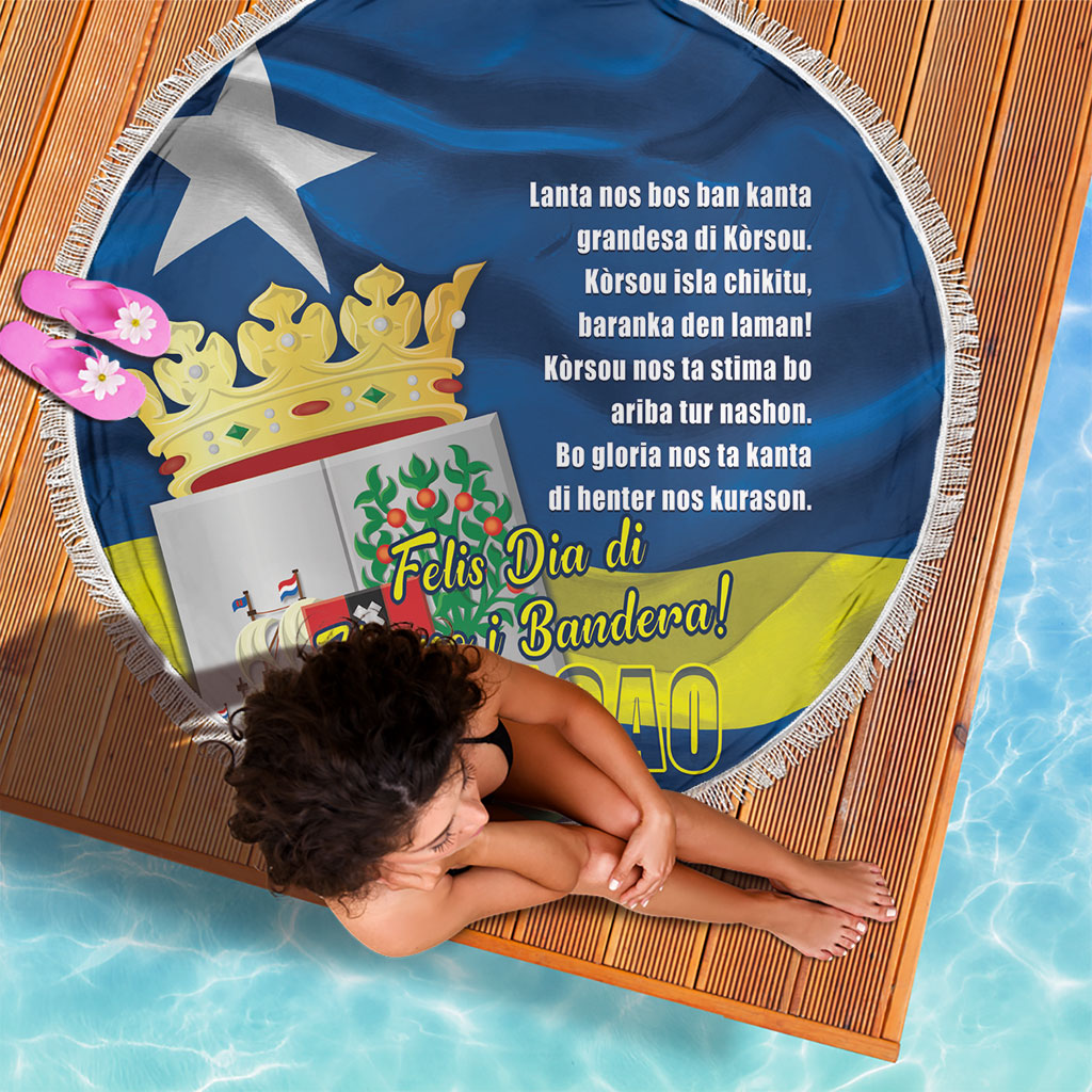 Curacao Flag Day Beach Blanket Felis Dia di Himno i Bandera