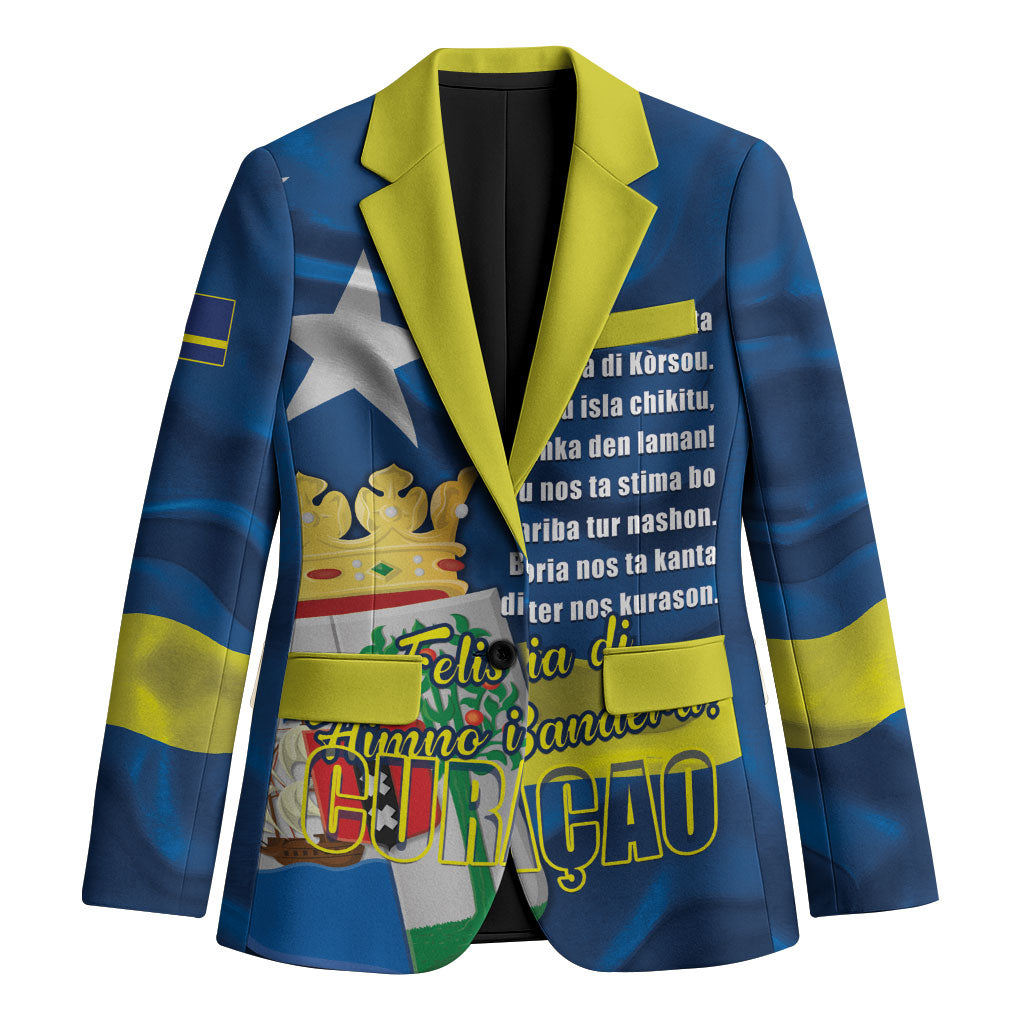 Personalized Curacao Flag Day Blazer Felis Dia di Himno i Bandera