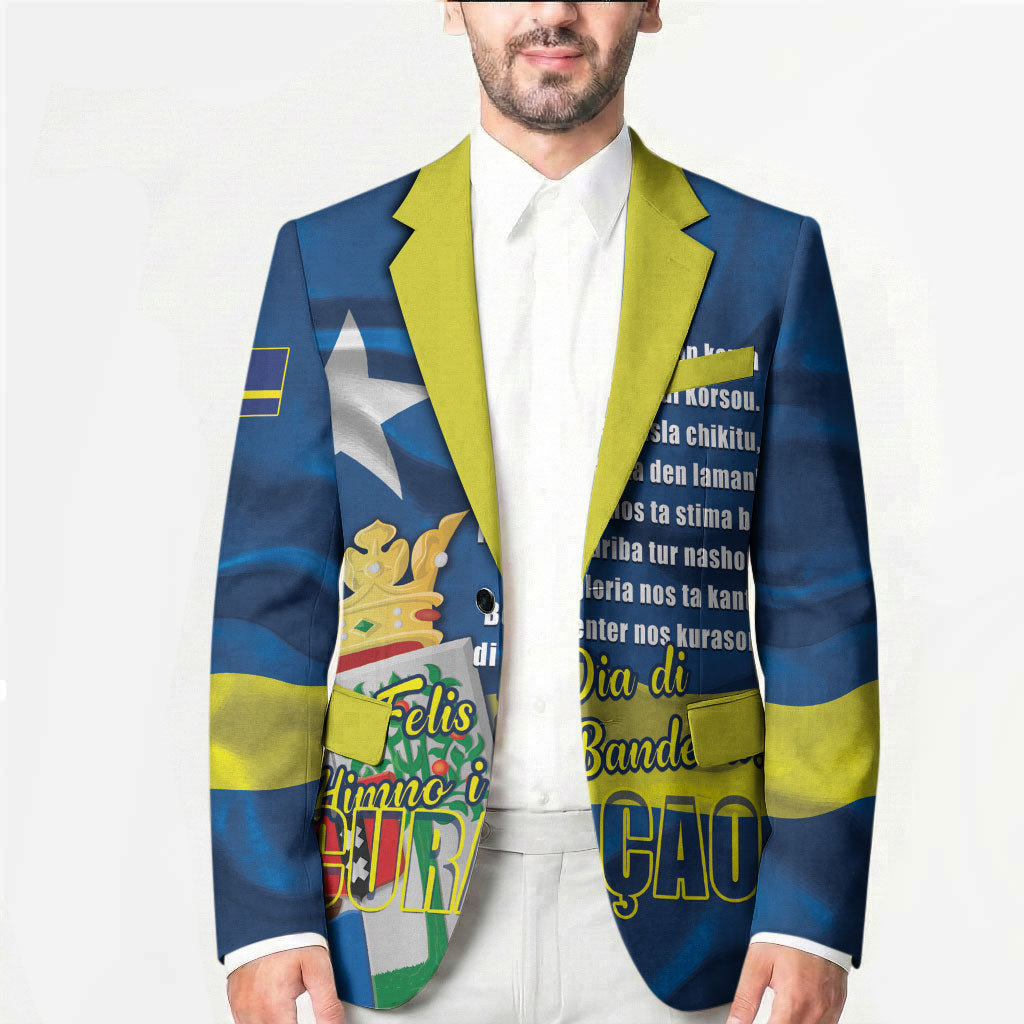 Personalized Curacao Flag Day Blazer Felis Dia di Himno i Bandera