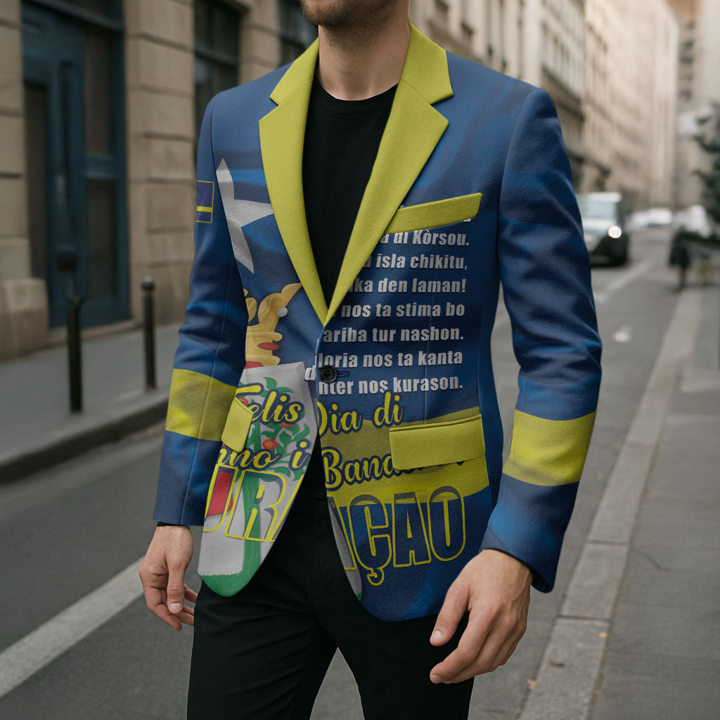 Personalized Curacao Flag Day Blazer Felis Dia di Himno i Bandera