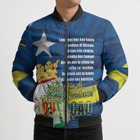 Personalized Curacao Flag Day Bomber Puffer Jacket Felis Dia di Himno i Bandera