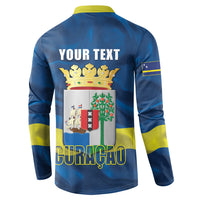 Personalized Curacao Flag Day Button Sweatshirt Felis Dia di Himno i Bandera