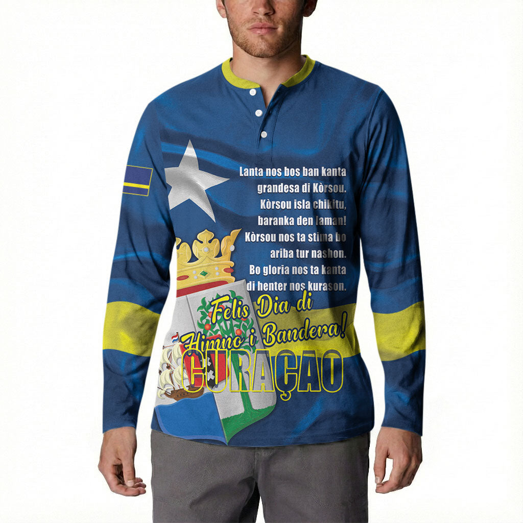 Personalized Curacao Flag Day Button Sweatshirt Felis Dia di Himno i Bandera