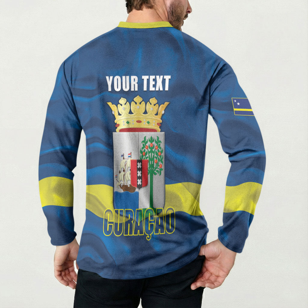 Personalized Curacao Flag Day Button Sweatshirt Felis Dia di Himno i Bandera