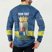 Personalized Curacao Flag Day Button Sweatshirt Felis Dia di Himno i Bandera