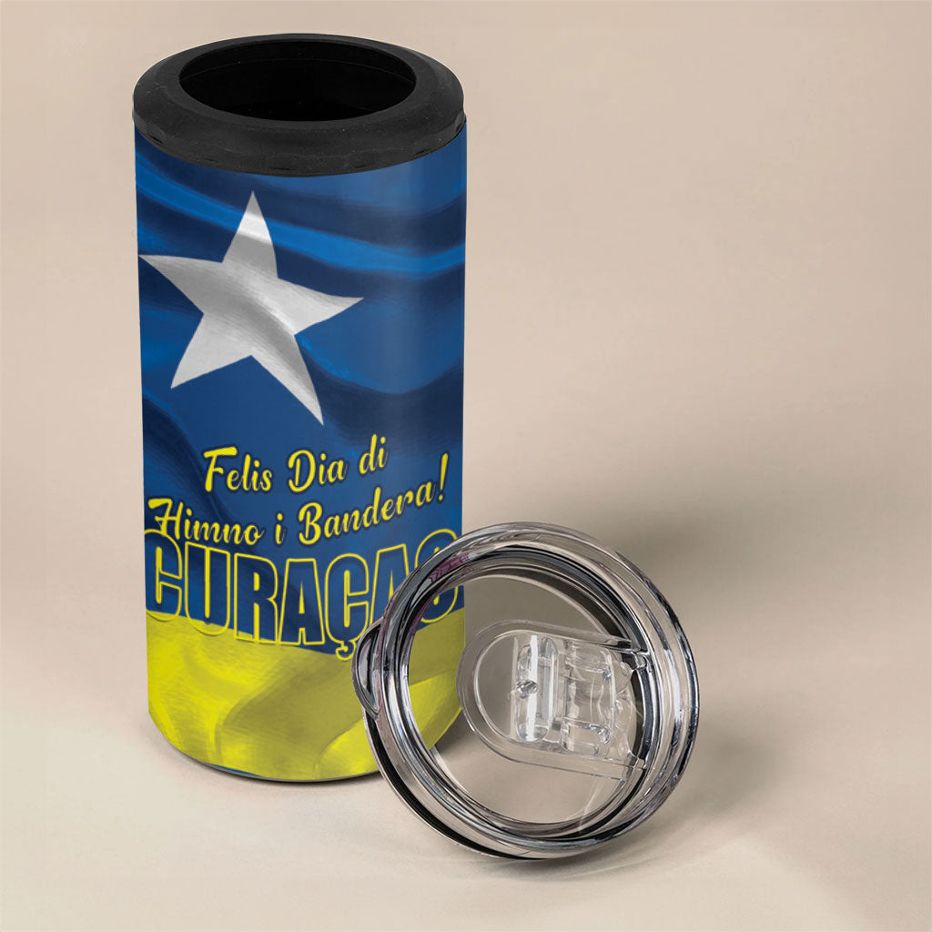 Curacao Flag Day 4 in 1 Can Cooler Tumbler Felis Dia di Himno i Bandera