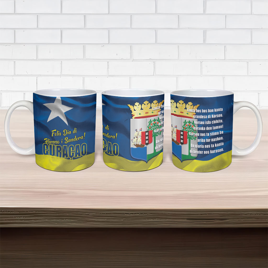Curacao Flag Day Ceramic Mug Felis Dia di Himno i Bandera