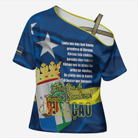 Personalized Curacao Flag Day Cross Shoulder Shirt Felis Dia di Himno i Bandera