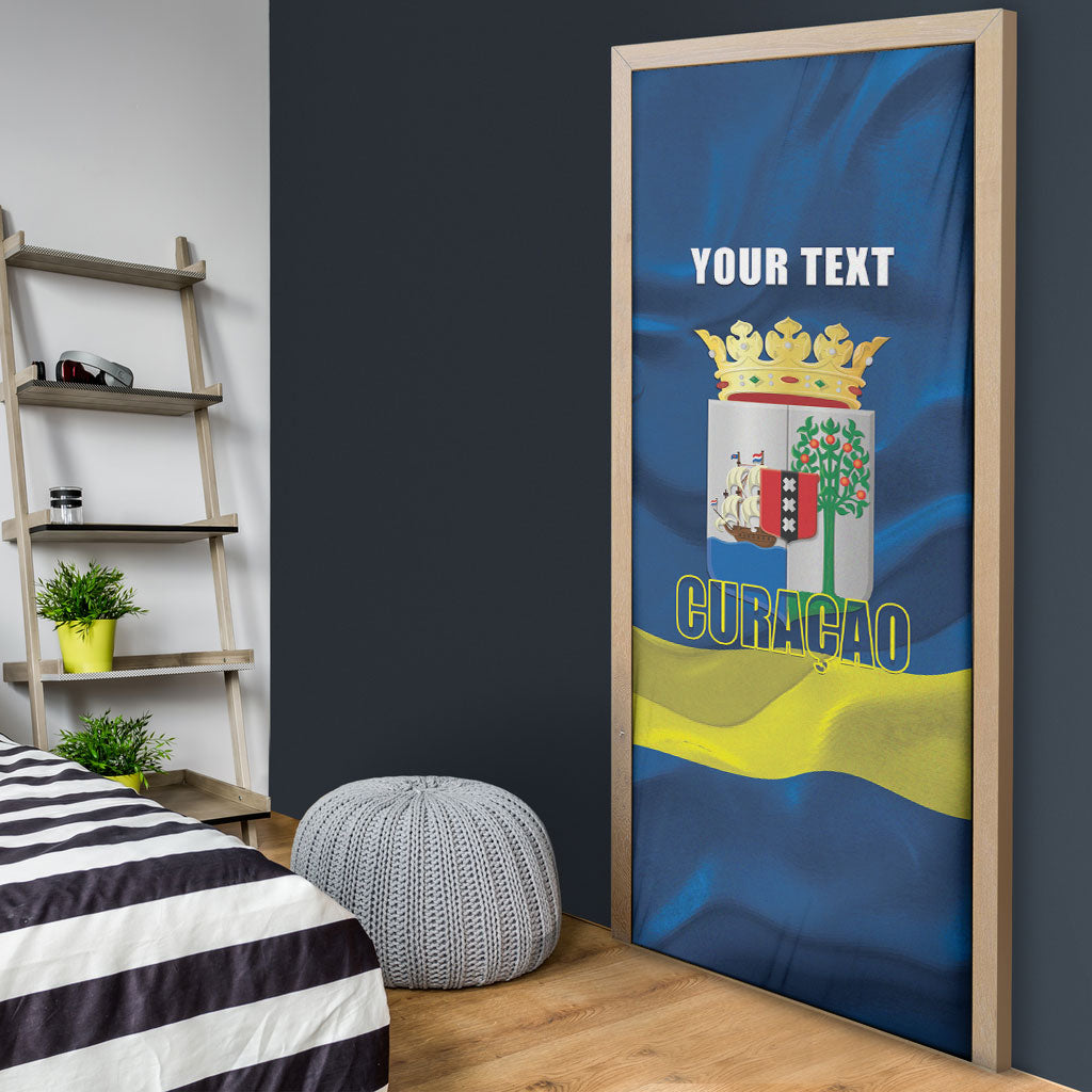 Personalized Curacao Flag Day Door Cover Felis Dia di Himno i Bandera