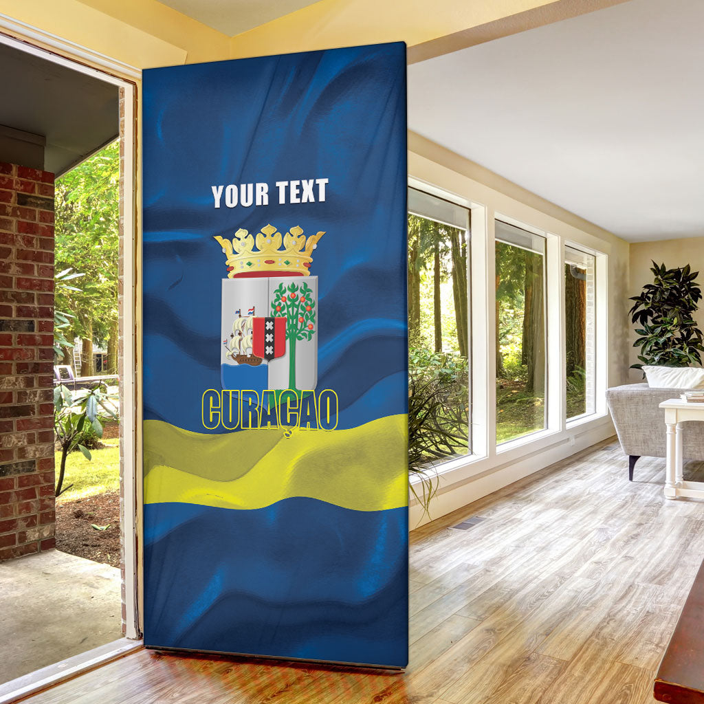 Personalized Curacao Flag Day Door Cover Felis Dia di Himno i Bandera