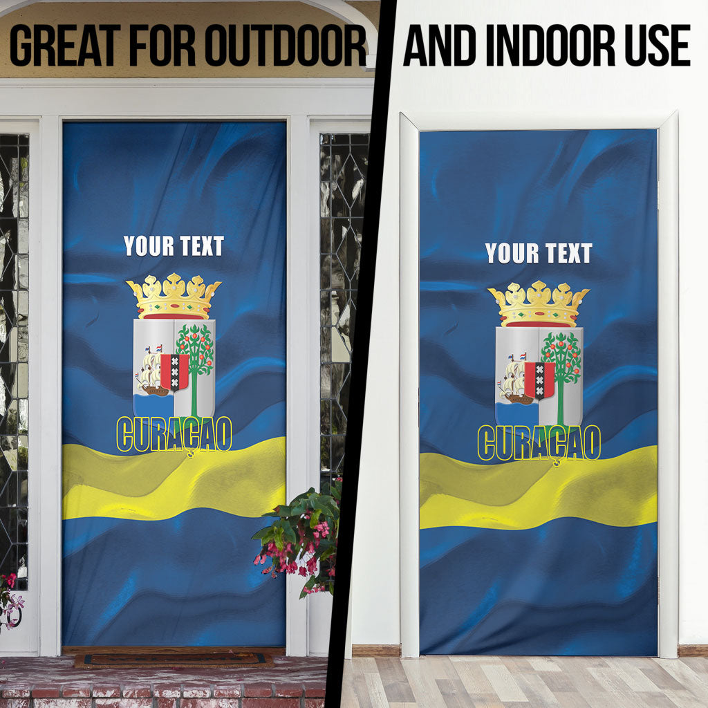 Personalized Curacao Flag Day Door Cover Felis Dia di Himno i Bandera