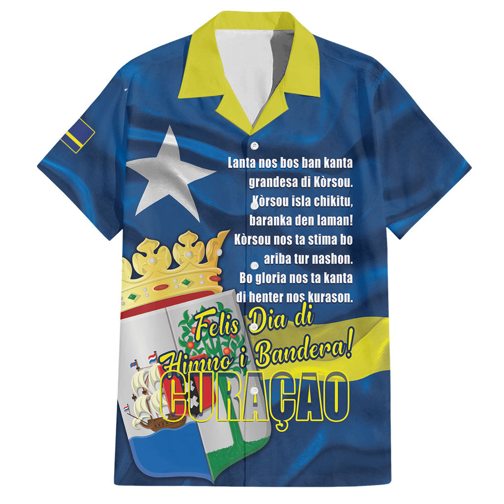 Personalized Curacao Flag Day Hawaiian Shirt Felis Dia di Himno i Bandera